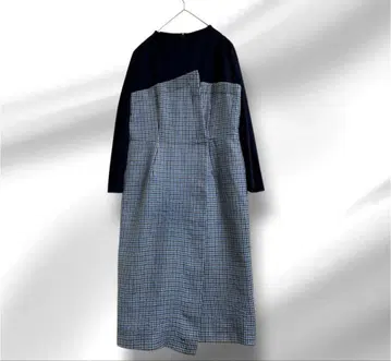 빅 사이즈! Viaggio Blu 절개 체크 원피스/울