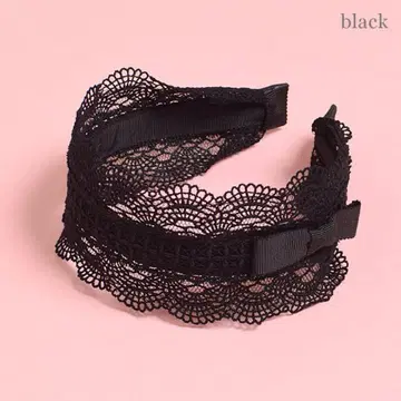 Melody Basket 멜로디로 엮은 레이스 머리띠 블랙