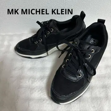 미사용급 MK MICHEL KLEIN PARIS 스니커즈 블랙 가죽 통굽