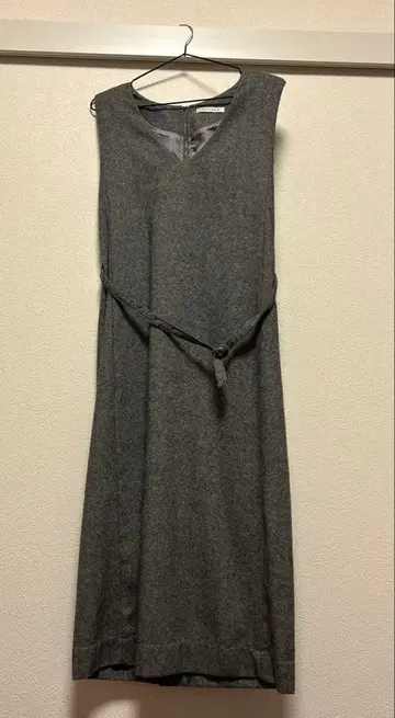 그레이 V넥 원피스 허리 벨트 포함