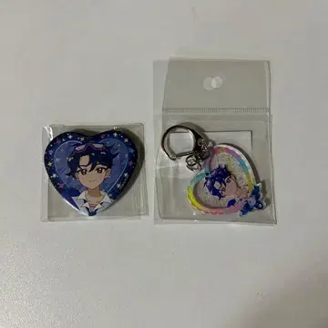 비밀의 아이프리 라메 아크릴 키링 하트형 캔뱃지 나나우라 스바루
