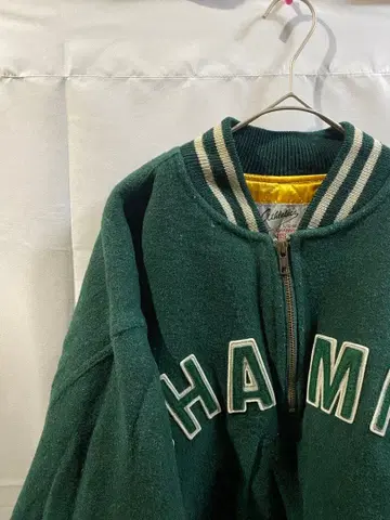 80s90s CHAMPS 하프 지퍼 바시티 자켓 그린 빈티지