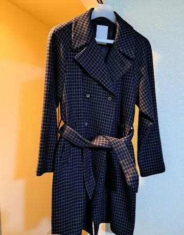 [ 미사용 새상품 ] 에스트네이션 다크 네이비 울 벨티드 스텐카라 코트