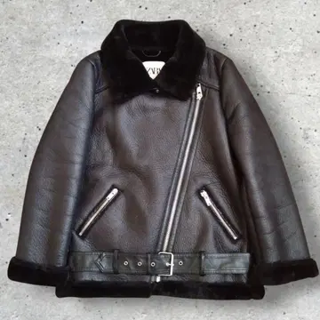 [ 새상품급 ] ZARA 여성용 페이크 무스탕 더블 라이더 자켓 M
