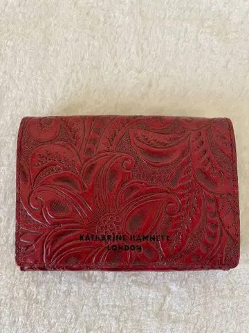 KATHARINE HAMNETT 가죽 접이식 지갑 레드