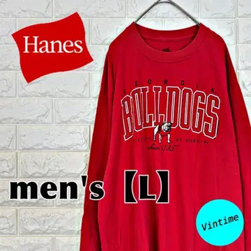 V904 [ Hanes ] 프린트 롱 슬리브 [ 남성용 L ] 레드