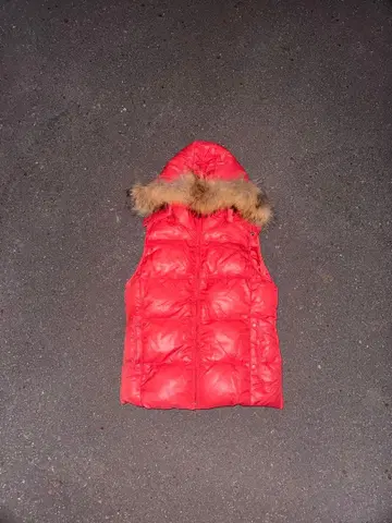 퍼 달린 다운 베스트 Y2K 헤이세이 갸루 남자 짧은 기장