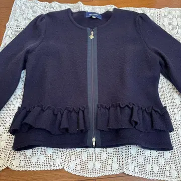 M'S GRACY 네이비 프릴 노카라 자켓 울 100%