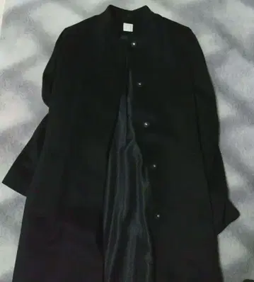 새상품급 TSE(세이)의 블랙 캐시미어 100% 스탠딩 칼라 롱 코트