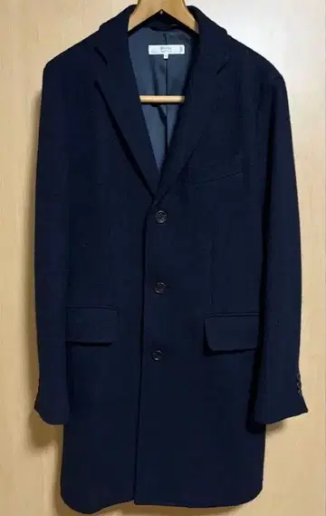 주말 한정 판매 빔즈 x 해리스 트위드 체스터 코트 네이비