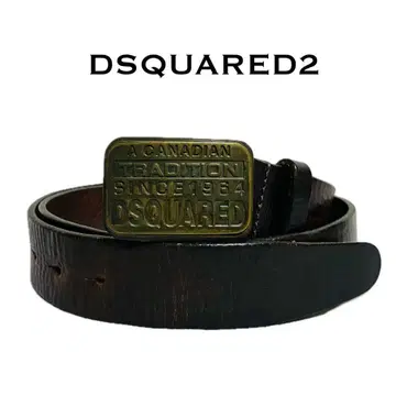 디스퀘어드 가죽 벨트 빈티지 브라운 플레이트 버클