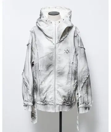 [ REFLEM ] 안료 가공 하이넥 데님 후드티 화이트