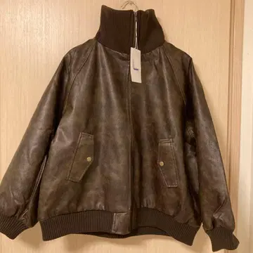 JAVA 리브 터틀 페이크 가죽 자켓