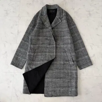 인디비 코트 체크 울 INDIVI 블랙 화이트 아우터 롱