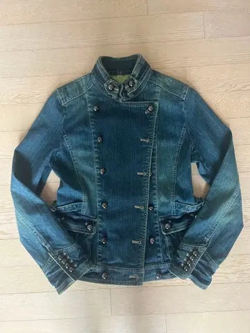 a.v.v 데님 블루 더블 브레스트 자켓