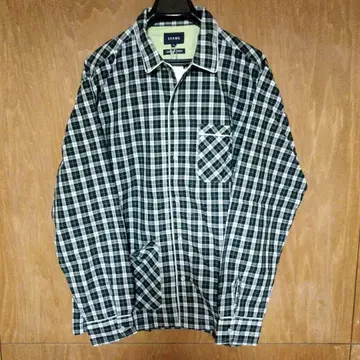 BEAMS 그린 체크 무늬 긴팔 셔츠 M