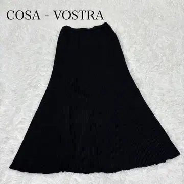 [코자노스트라] 롱 플레어 니트 스커트 블랙 L 일본제 미 실루엣