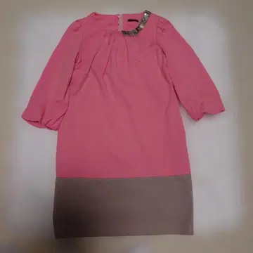 코투 COTOO 핑크 비즈 장식 무릎 기장 원피스