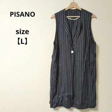 새상품급 피사노 스트라이프 슬리브리스 베스트 린넨 [ L ]