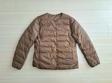 무인양품 경량 포켓터블 노카라 다운 자켓 L 브라운
