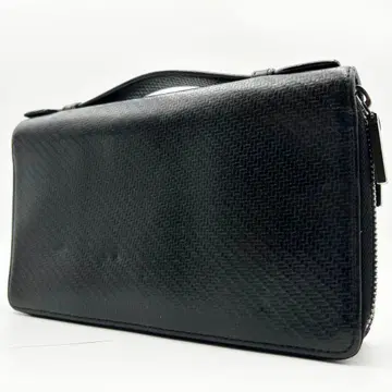 레어 던힐 섀시 오거나이저 더블 지퍼 장지갑 블랙 가죽