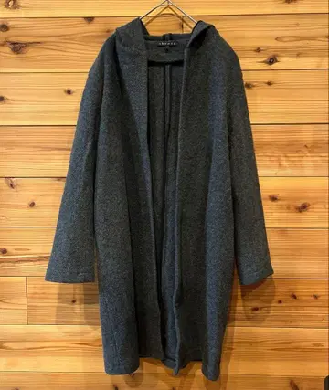 띠어리 후드 부착 코트 그레이 울 S 사이즈