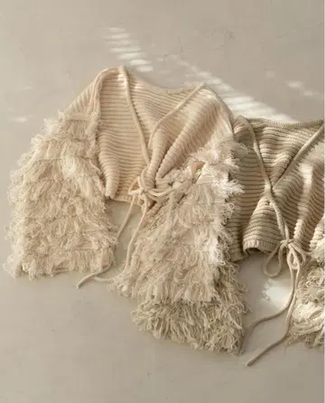 hinari 루프 프린지 니트 가디건