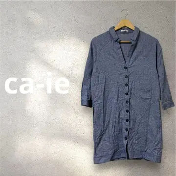 ca-ie 헤링본 무늬 3WAY 롱 셔츠 코트 팔꿈치 패치 포함