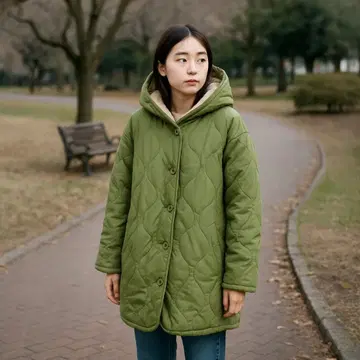 Loytaa 퀼팅 코트 충전솜 보아 안감 F 카키 루즈핏