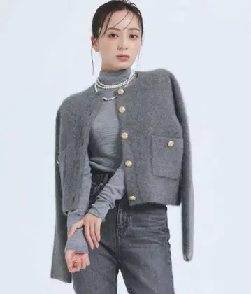 anuans 라쿤 블렌드 노카라 니트 자켓