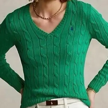 폴로 랄프로렌 케이블 니트 V넥 스웨터 인기 컬러 그린