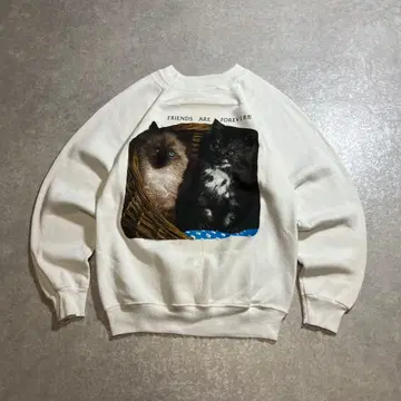 80s 90s USA산 Hanes 맨투맨 고양이 애니멀 헤인즈