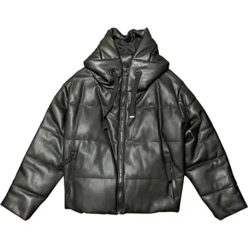 ZARA 후드 부착 다운 자켓 블랙