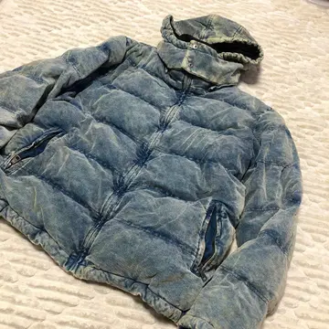 데님 빈티지 가공 다운 자켓 블루 데님