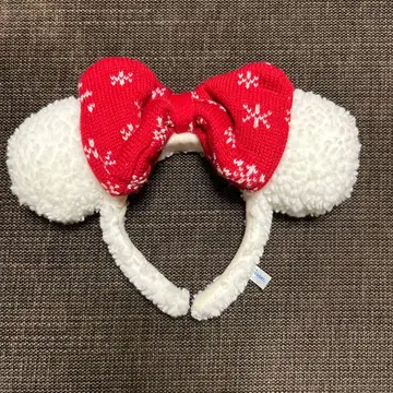 디즈니 머리띠 크리스마스 보아 니트 화이트 레드