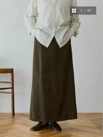 페이크 스웨이드 I 라인 스커트 crewre