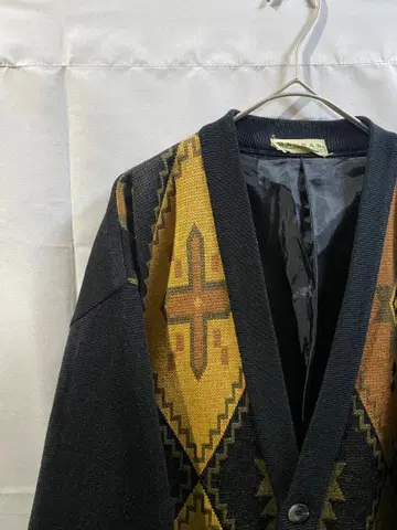 네이티브 무늬 가디건 블랙 빈티지 레트로