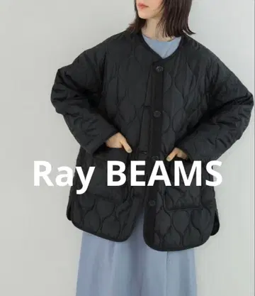 Ray BEAMS 레이빔즈 퀼팅 노카라 블루종 블랙