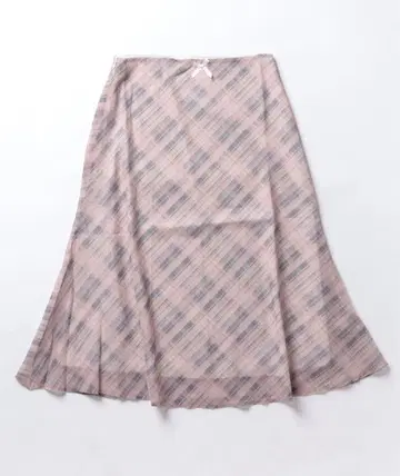 플레어 스커트 핑크 계열 체크 무늬