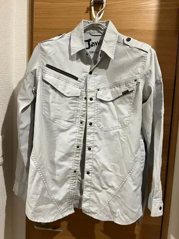 Jawin 스트레치 슬림 라이트 그레이 셔츠 면린넨