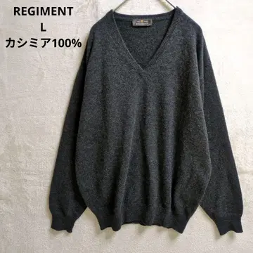 REGIMENT 캐시미어 100% V넥 스웨터 L 차콜 그레이