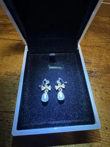 리본 모티브의 링 귀걸이