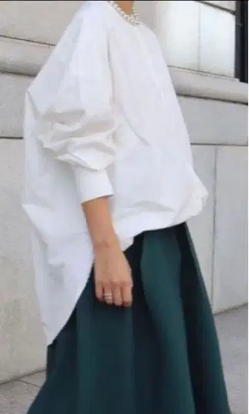 machatt 마차트 스탠드 카라 오버 셔츠 화이트