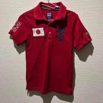 Admiral 빨간색 피케 셔츠 M 일본 국기 자수