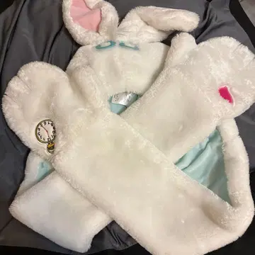 디즈니 이상한 나라의 앨리스 화이트 토끼 팬캡 머플러 캡
