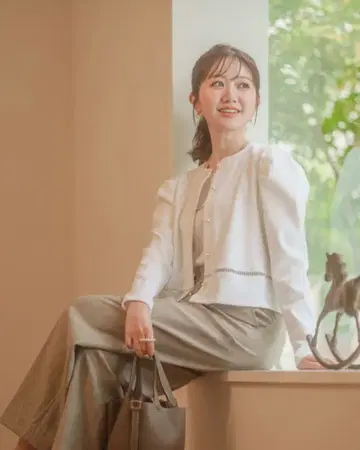 [ 새상품 ] 메종 에쉘 펄 버튼 리브 가디건