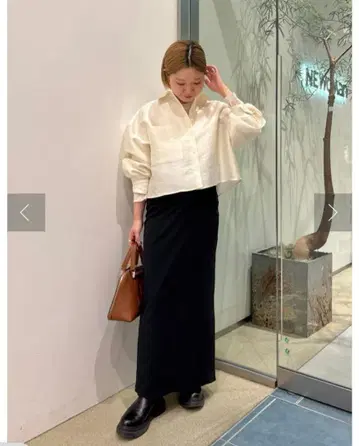 드로잉 넘버즈 실키 더블 크로스 크롭 셔츠