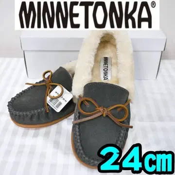 [새상품] MINNETONKA 모카신 24cm 퍼 포함 그레이 미네통카