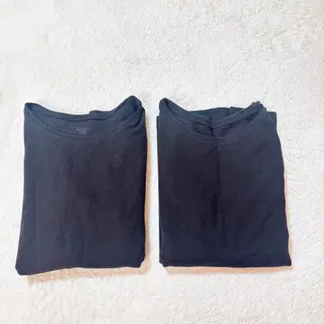 유니클로 히트텍 코튼 크루넥 블랙 S 2장 면