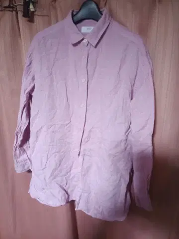 UNIQLO 유니클로 연보라색 헴프 100% 긴팔 셔츠